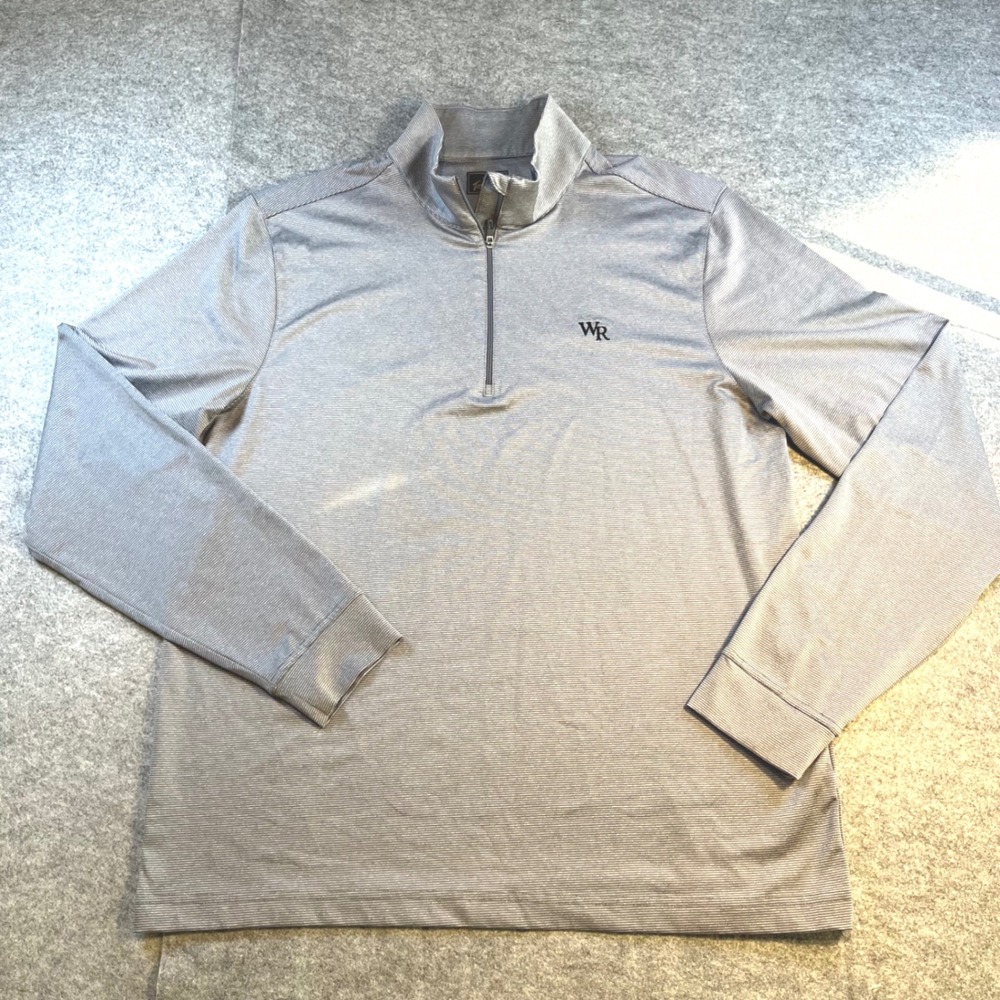 Tourney Mens 1/4 Zip Pullover Grey Stripe Golf Activewear Medium WR Logo‎